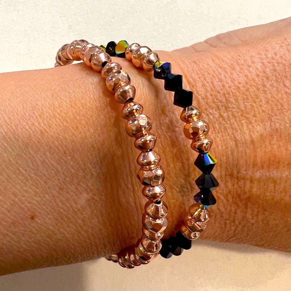 Set of two rose gold Alex & Ani bracelets